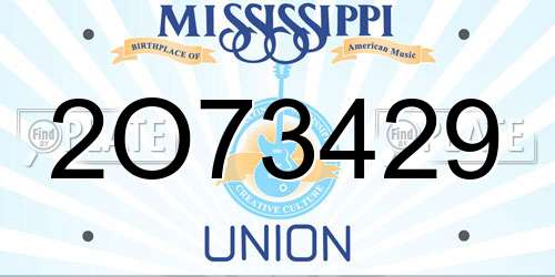 2O73429 Mississippi License Plate
