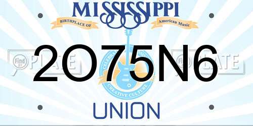 2O75N6 Mississippi License Plate