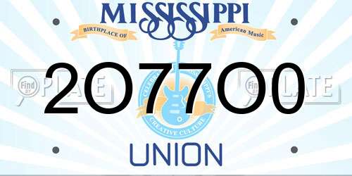 2O77O0 Mississippi License Plate