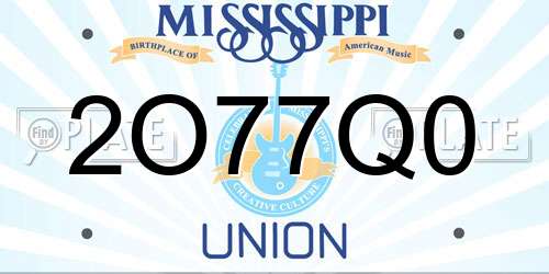 2O77Q0 Mississippi License Plate