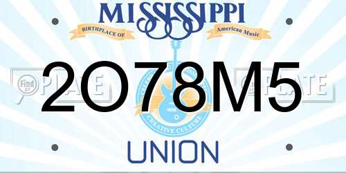 2O78M5 Mississippi License Plate
