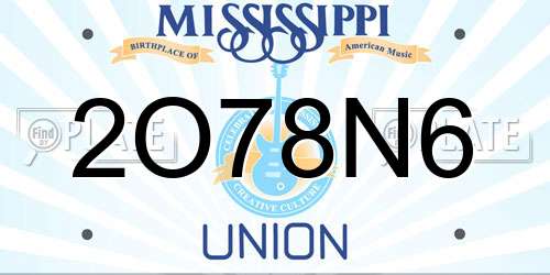 2O78N6 Mississippi License Plate