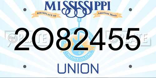 2O82455 Mississippi License Plate