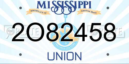 2O82458 Mississippi License Plate