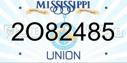 2O82485 Mississippi License Plate