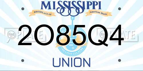2O85Q4 Mississippi License Plate