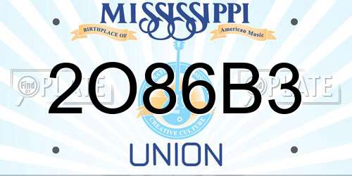 2O86B3 Mississippi License Plate