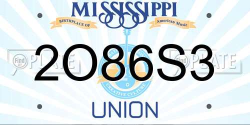 2O86S3 Mississippi License Plate