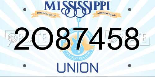 2O87458 Mississippi License Plate