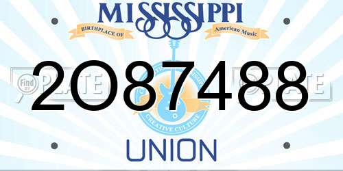 2O87488 Mississippi License Plate