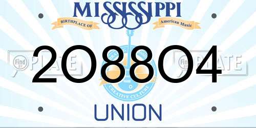 2O88O4 Mississippi License Plate