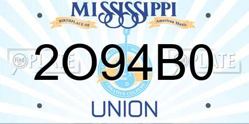 2O94B0 Mississippi License Plate