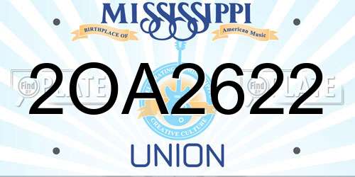 2OA2622 Mississippi License Plate