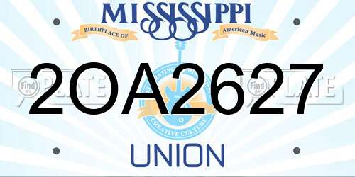 2OA2627 Mississippi License Plate