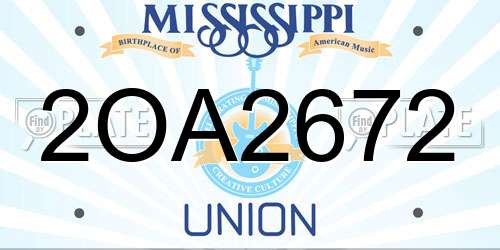 2OA2672 Mississippi License Plate