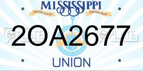 2OA2677 Mississippi License Plate