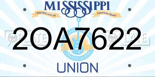 2OA7622 Mississippi License Plate