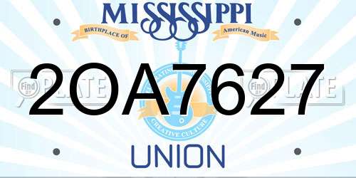 2OA7627 Mississippi License Plate
