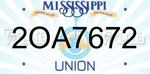 2OA7672 Mississippi License Plate