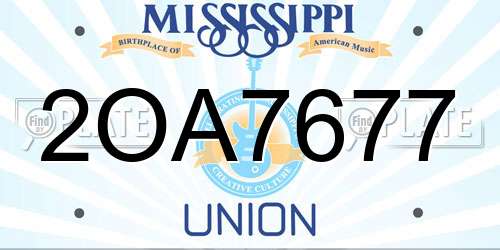 2OA7677 Mississippi License Plate