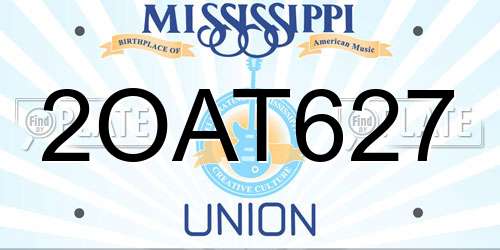 2OAT627 Mississippi License Plate