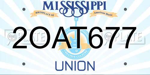 2OAT677 Mississippi License Plate