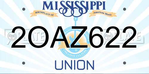 2OAZ622 Mississippi License Plate