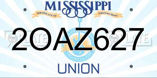 2OAZ627 Mississippi License Plate