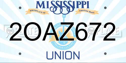 2OAZ672 Mississippi License Plate