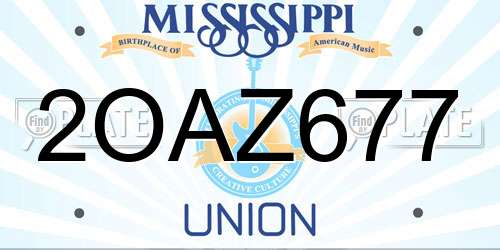 2OAZ677 Mississippi License Plate