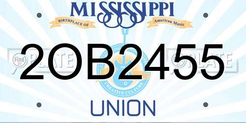 2OB2455 Mississippi License Plate