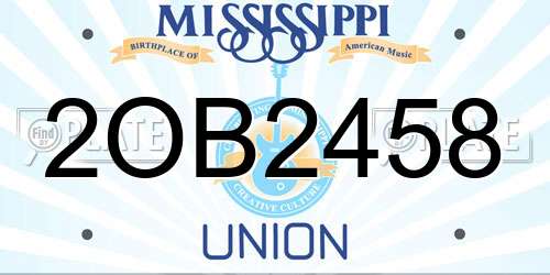 2OB2458 Mississippi License Plate