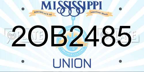 2OB2485 Mississippi License Plate