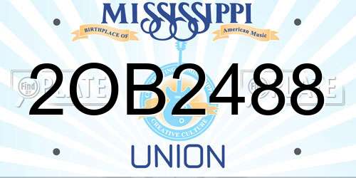 2OB2488 Mississippi License Plate