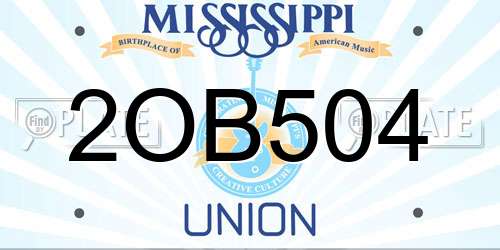 2OB504 Mississippi License Plate