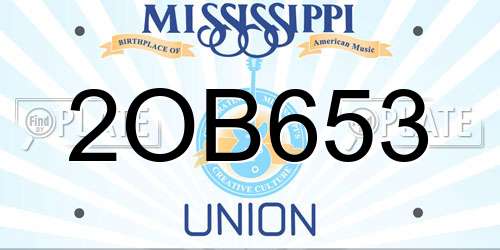 2OB653 Mississippi License Plate