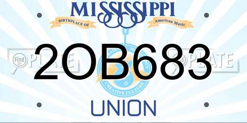 2OB683 Mississippi License Plate