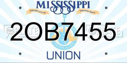 2OB7455 Mississippi License Plate