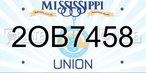 2OB7458 Mississippi License Plate