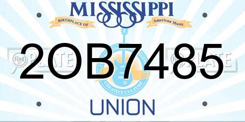 2OB7485 Mississippi License Plate