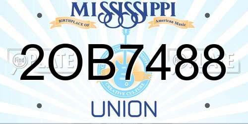 2OB7488 Mississippi License Plate