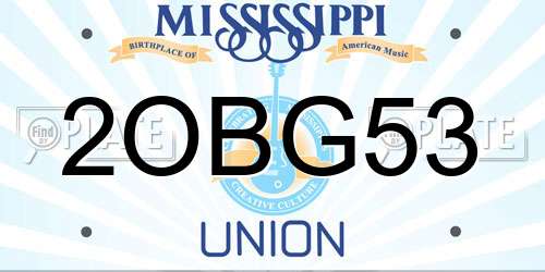2OBG53 Mississippi License Plate