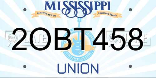 2OBT458 Mississippi License Plate