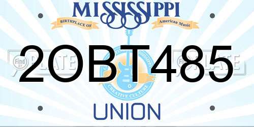 2OBT485 Mississippi License Plate