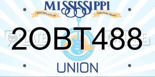 2OBT488 Mississippi License Plate