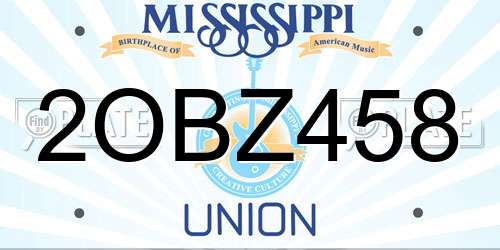 2OBZ458 Mississippi License Plate