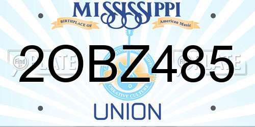 2OBZ485 Mississippi License Plate