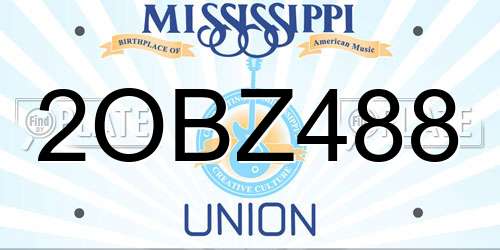2OBZ488 Mississippi License Plate