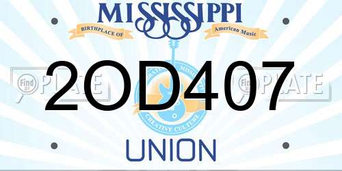 2OD407 Mississippi License Plate