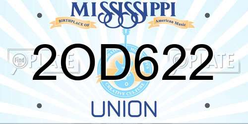 2OD622 Mississippi License Plate